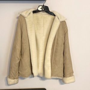 Fur Suede Coat With Detachable Collar